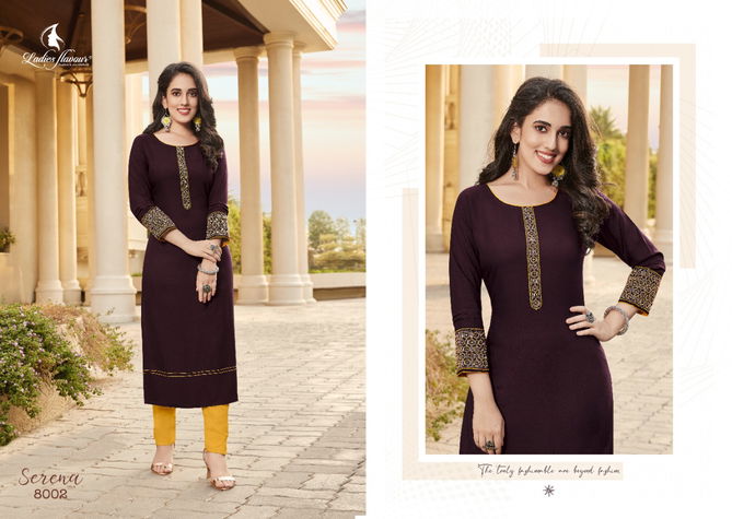 Serena vol 8 Ladies Flavour Rayon Regular Wear Wholesale Designer Kurtis Catalog